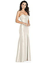 Side View Thumbnail - Ivory Bow Cuff Strapless Princess Waist Trumpet Gown