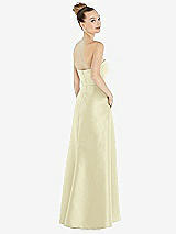 Alt View 3 Thumbnail - Butter Yellow Strapless Satin Gown with Draped Front Slit and Pockets