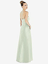 Alt View 3 Thumbnail - Mint Green Strapless Satin Gown with Draped Front Slit and Pockets