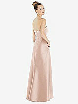 Alt View 3 Thumbnail - Cameo Strapless Satin Gown with Draped Front Slit and Pockets