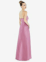 Alt View 3 Thumbnail - Powder Pink Strapless Satin Gown with Draped Front Slit and Pockets