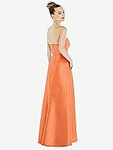Alt View 3 Thumbnail - Portofino Orange Strapless Satin Gown with Draped Front Slit and Pockets