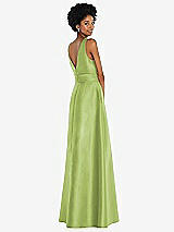 Rear View Thumbnail - Mojito Jewel-Neck V-Back Maxi Dress with Mini Sash
