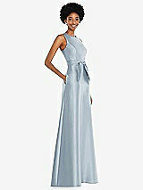 Side View Thumbnail - Mist Jewel-Neck V-Back Maxi Dress with Mini Sash