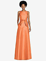Front View Thumbnail - Portofino Orange Jewel-Neck V-Back Maxi Dress with Mini Sash