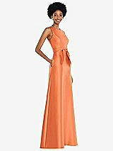 Side View Thumbnail - Portofino Orange Jewel-Neck V-Back Maxi Dress with Mini Sash
