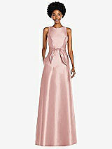 Front View Thumbnail - Rose Jewel-Neck V-Back Maxi Dress with Mini Sash