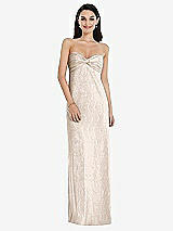 Front View Thumbnail - Rose Gold Strapless Twist Bodice Empire Waist Metallic Maxi Dress