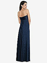 Rear View Thumbnail - Midnight Navy Strapless Twist Bodice Empire Waist Metallic Maxi Dress