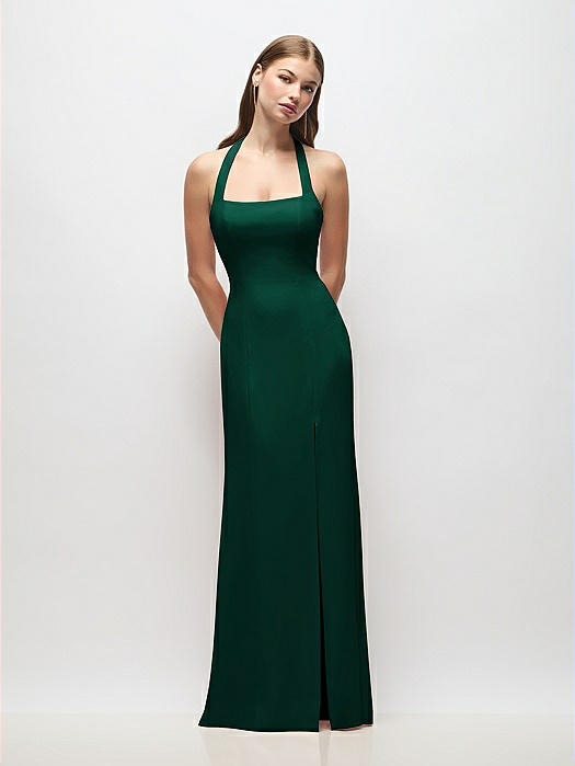 Tie Halter Open Back Trumpet Gown 