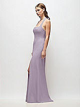 Side View Thumbnail - Lilac Haze Tie Halter Open Back Trumpet Gown