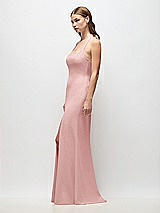 Side View Thumbnail - Rose Tie Halter Open Back Trumpet Gown 