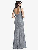 Rear View Thumbnail - Platinum Scoop Back Sequin Lace Trumpet Gown
