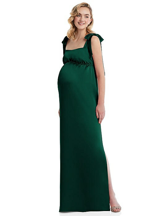Flat Tie-Shoulder Empire Waist Maternity Dress