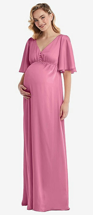 green emerald velvet dress Long Sleeve Empire Waist Maxi Dress main image 1