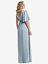 Rear View Thumbnail - Mist One-Shoulder Flutter Sleeve Maternity Dress