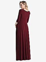 Rear View Thumbnail - Cabernet 3/4 Sleeve Wrap Bodice Maternity Dress