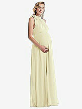 Side View Thumbnail - Butter Yellow Scarf Tie High Neck Halter Chiffon Maternity Dress