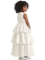 Rear View Thumbnail - Ivory Jewel Neck Tiered Skirt Satin Flower Girl Dress