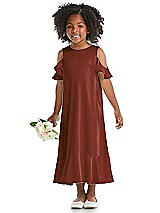 Alt View 1 Thumbnail - Auburn Moon Ruffled Cold Shoulder Flower Girl Dress
