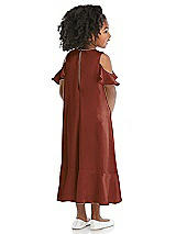 Rear View Thumbnail - Auburn Moon Ruffled Cold Shoulder Flower Girl Dress