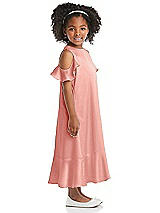 Side View Thumbnail - Rose Ruffled Cold Shoulder Flower Girl Dress
