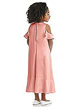 Rear View Thumbnail - Rose Ruffled Cold Shoulder Flower Girl Dress