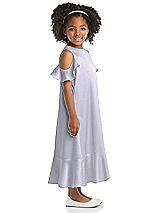 Side View Thumbnail - Silver Dove Ruffled Cold Shoulder Flower Girl Dress