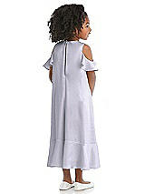 Rear View Thumbnail - Silver Dove Ruffled Cold Shoulder Flower Girl Dress