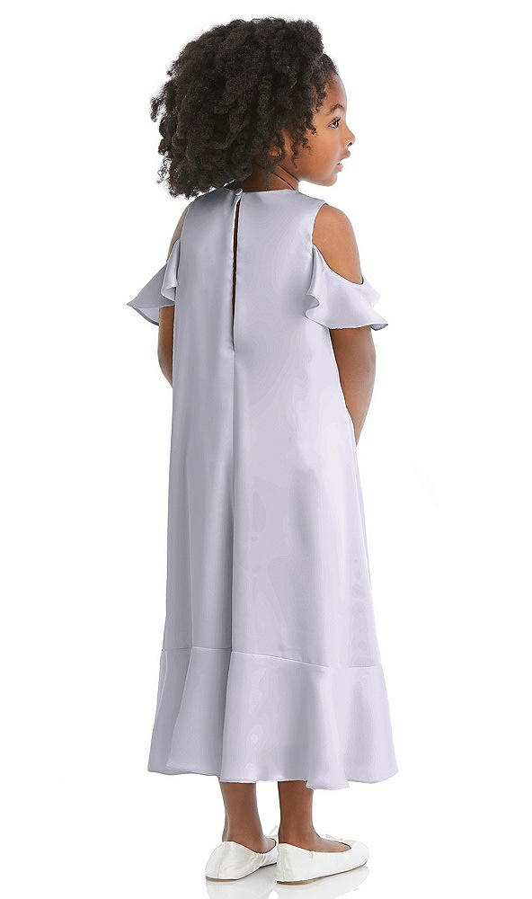 Back View - Silver Dove Ruffled Cold Shoulder Flower Girl Dress