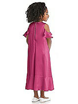Rear View Thumbnail - Tea Rose Ruffled Cold Shoulder Flower Girl Dress
