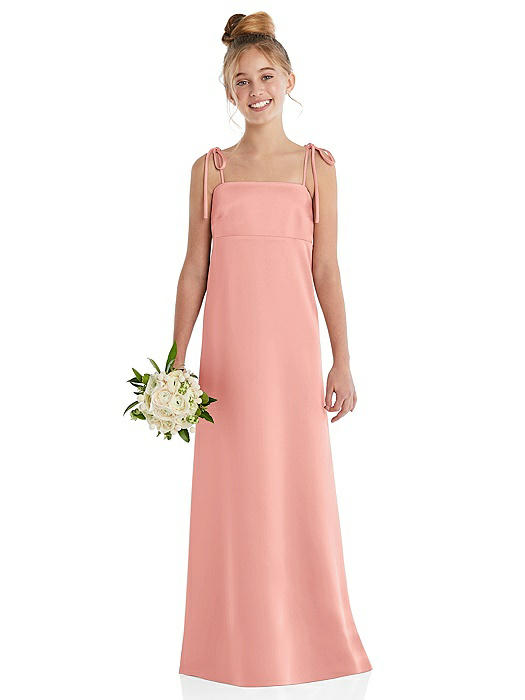 Tie Shoulder Empire Waist Junior Bridesmaid Dress