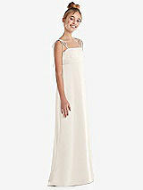 Side View Thumbnail - Ivory Tie Shoulder Empire Waist Junior Bridesmaid Dress