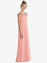 Side View Thumbnail - Rose Tie Shoulder Empire Waist Junior Bridesmaid Dress