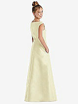 Rear View Thumbnail - Butter Yellow Off-the-Shoulder Draped Wrap Satin Junior Bridesmaid Dress