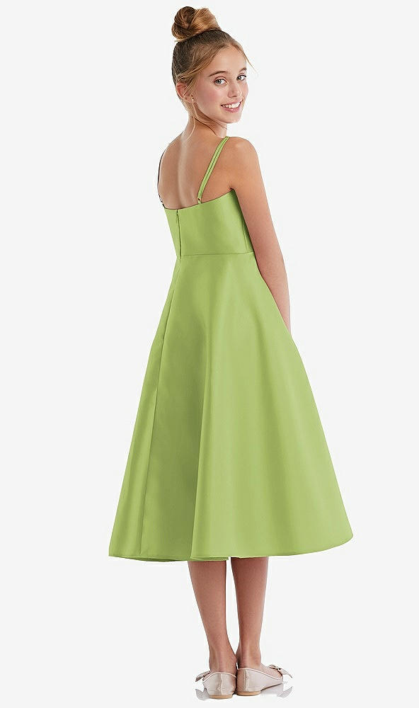 Back View - Mojito Adjustable Spaghetti Strap Satin Midi Junior Bridesmaid Dress