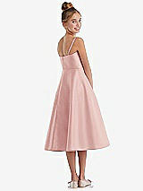 Rear View Thumbnail - Rose Adjustable Spaghetti Strap Satin Midi Junior Bridesmaid Dress