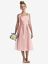 Front View Thumbnail - Rose Tie Shoulder Pleated Full Skirt Junior Bridesmaid Dress