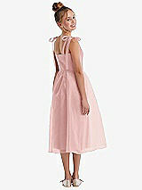 Rear View Thumbnail - Rose Tie Shoulder Pleated Full Skirt Junior Bridesmaid Dress