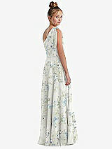 Rear View Thumbnail - Bleu Garden One-Shoulder Scarf Bow Chiffon Junior Bridesmaid Dress