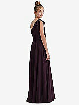 Rear View Thumbnail - Deep Plum One-Shoulder Scarf Bow Chiffon Junior Bridesmaid Dress