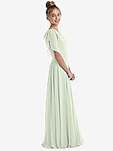 Side View Thumbnail - Mint Green One-Shoulder Scarf Bow Chiffon Junior Bridesmaid Dress