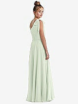 Rear View Thumbnail - Mint Green One-Shoulder Scarf Bow Chiffon Junior Bridesmaid Dress