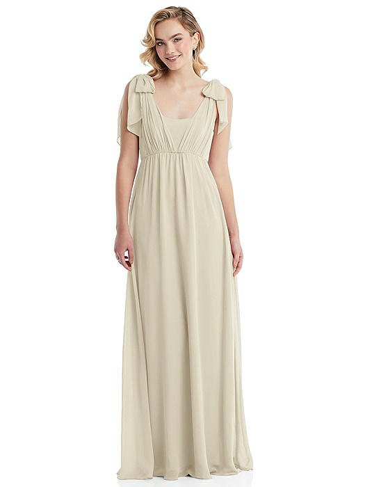 Empire Waist Shirred Skirt Convertible Sash Tie Maxi Dress