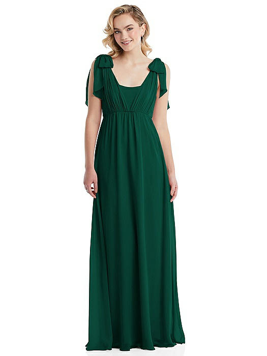 Empire Waist Shirred Skirt Convertible Sash Tie Maxi Dress