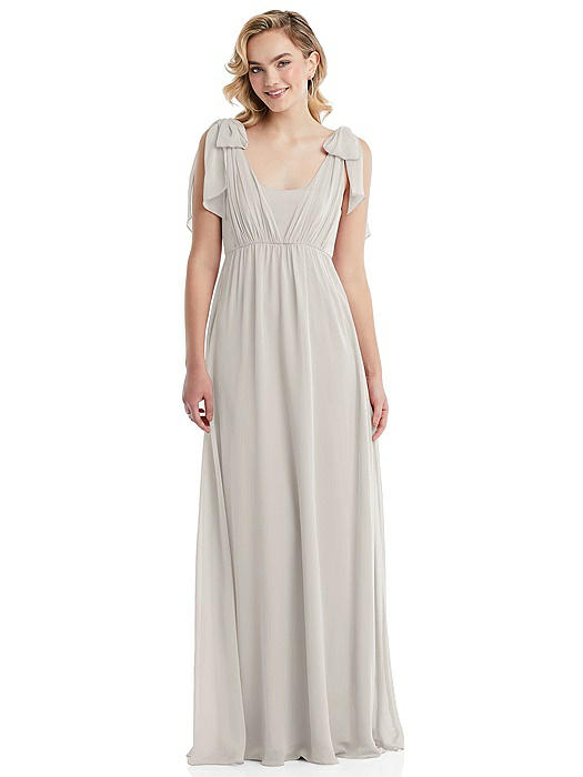 Empire Waist Shirred Skirt Convertible Sash Tie Maxi Dress