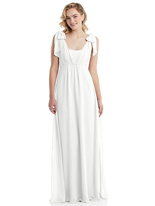 Empire Waist Shirred Skirt Convertible Sash Tie Maxi Dress