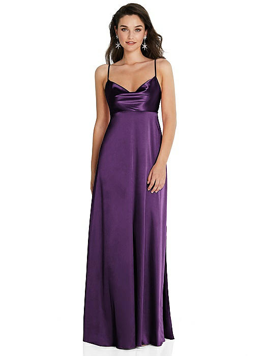 Cowl-Neck Empire Waist Maxi Dress with Adjustable Straps