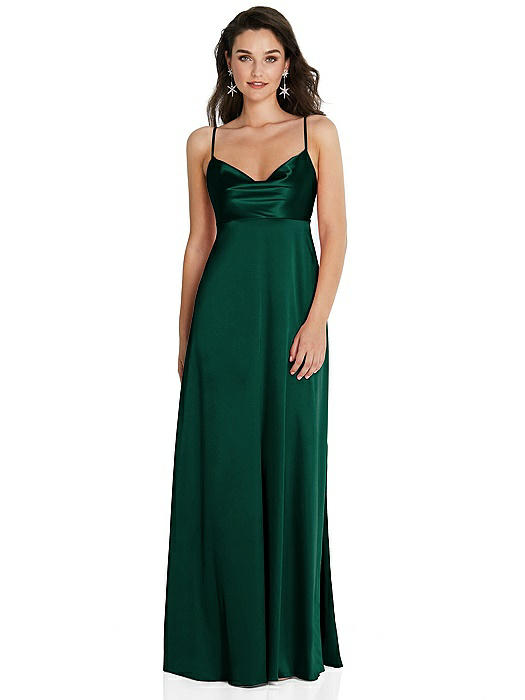 Cowl-Neck Empire Waist Maxi Dress with Adjustable Straps