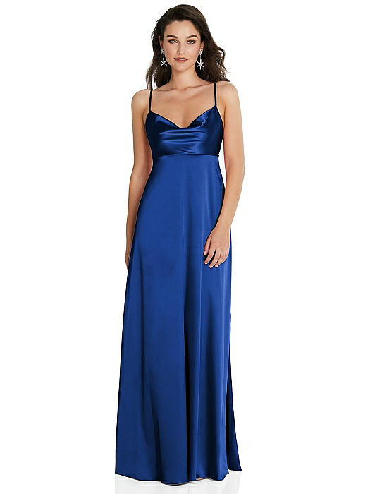 Cowl-Neck Empire Waist Maxi Dress with Adjustable Straps